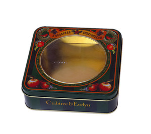 Manufacturers square metal tin box with clear window makeup sets tools packaging PVC window tin box