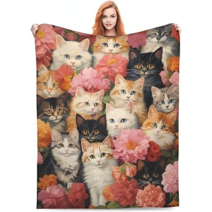 Assorted Print Cartoon Cat Flannel <b>Blanket</b> Throw <b>Blanket</b> Nap <b>Blanket</b> Reversible Cozy Warm for Home Office Nap Custom Print - Product Image 5