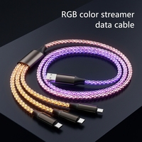 Câble de charge rapide USB Type-C 3-en-1 HXT 120W avec lumière RGB fluide pour appareils iOS/Android, imprimante, conducteur en cuivre pur, données
