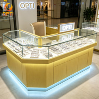 Étagères de présentation de lunettes en bois personnalisées, comptoirs professionnels pour la vente au détail, armoires de rangement pour lentilles optiques