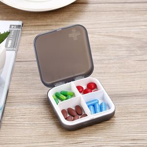 Portable Four-Compartment Plastic Medicine <b>Storage</b> Box New Sub-Packed <b>Small</b> Tablet Dustproof Pill <b>Boxes</b> for Home Use or Travel - Product Image 5