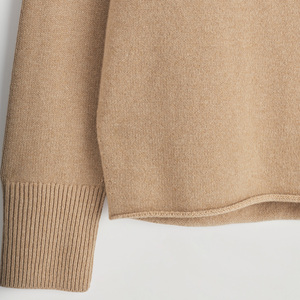 Suéter de Punto con Cuello Polo y Cuello en V para Mujer, Color Sólido, Manga Larga, Holgado, de Lana Acrílica, Personalizable con Logotipo OEM - Product Image 3
