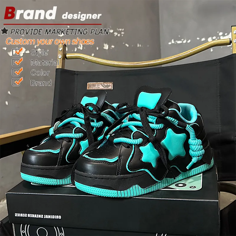 2024 ใหม่สไตล์แฟชั่นคู่ผู้ชายผู้หญิงโลโก้ที่กําหนดเอง Big String Designer เดินสเก็ตบอร์ดรองเท้าผ้าใบรองเท้าสบายๆ
