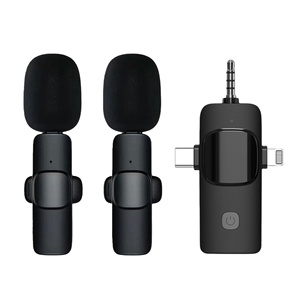 Microphone cravate sans fil 3 en 1 K15, un vers deux, pour la diffusion en direct en extérieur, la prise de vue vidéo et l'<span class=keywords><strong>enregistrement</strong></span> audio - Product Image 1