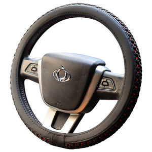 Leather Ice Silk Steering Wheel Cover 36cm 38cm Anti Slip Car <b>Interior</b> <b>Accessory</b> Factory Direct Sales - Product Image 5