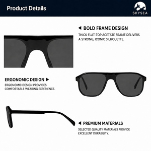 <span class=keywords><strong>Gafas</strong></span> de Sol Cuadradas Polarizadas de Acetato para Hombre y Mujer, Estilo Piloto, UV400, para Conducir al Aire Libre, Moda Retro, Montura Gruesa, <span class=keywords><strong>Gafas</strong></span> de Sol de Diseñador - Product Image 4