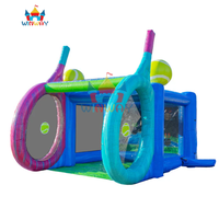 Stand de jeu interactif de tir sur cible pour enfants, sur le thème de la raquette de tennis en marbre, en PVC écologique gonflable, avec jeu de notation