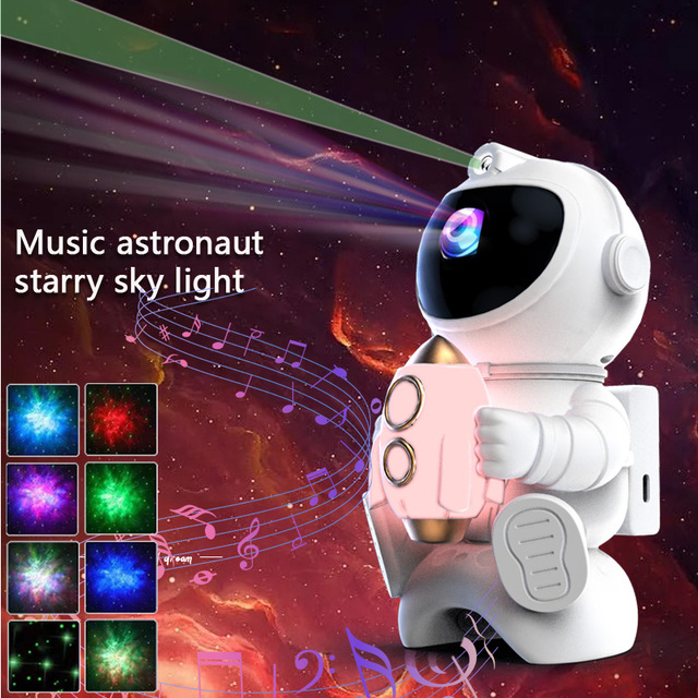 Creative Astronaut Star Projection Light Full Starry Projector Atmosphere Night Light Space Shuttle Gift with Bluetooth for Kid