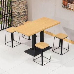Table à manger moderne en bois avec base en métal pour la maison Restaurant Café Utilisation - Product Image 4