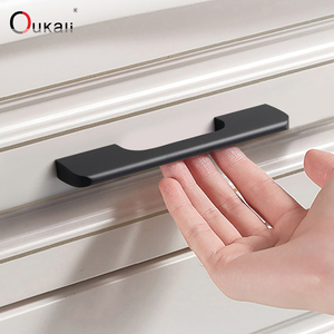 Oukali Nordic простая мебель Cabiniet, ручка для гардероба, оптовая продажа, черные длинные ручки для спальни из алюминиевого сплава - Product Image 6