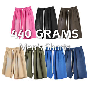 Short de survêtement d'été unisexe avec logo personnalisé sérigraphie Streetwear Vintage Sun Faded Acid Wash Shorts Heavyweight Cotton Men - Product Image 6