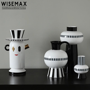 WISEMAX mobili <span class=keywords><strong>moderni</strong></span> soggiorno decorazioni verticale a righe in ceramica da tavolo vaso di fiori fatto a mano per la decorazione della casa - Product Image 2