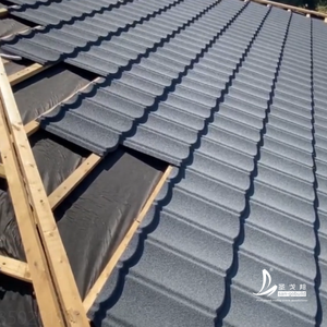 Tuiles de toiture de Bond de métro enduites de pierre colorée noire de haute performance tuile de toit en acier en métal - Product Image 5