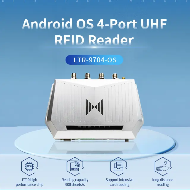 IMPINJ E710 เครื่องอ่าน UHF RFID 4 พอร์ตระบบระบบปฏิบัติการ Android เครื่องอ่าน UHF RFID คงที่สําหรับการจัดการคลังสินค้า