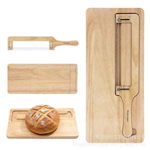 Wooden <b>Bread</b> Slicer Set With Cutting Board And <b>Knife</b> 3 Pieces Solid Wood For Household Use - Product Image 1