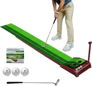 Golf Putting Green Mat with Ball Return 2 Holes Mini Golf Game Practice Equipment for Home Office Backyard Indoor Outdoor Use