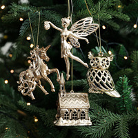 Nouvelles décorations de Noël dorées, décorations électro-plaquées pour sapin de Noël, flocons de neige et cerfs, fournitures de Noël