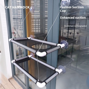 Çevre dostu çift katmanlı kedi hamak ile katı desen balkon penceresi asılı sepet vantuz kedi yatak yuva tırmanma çerçeve - Product Image 5