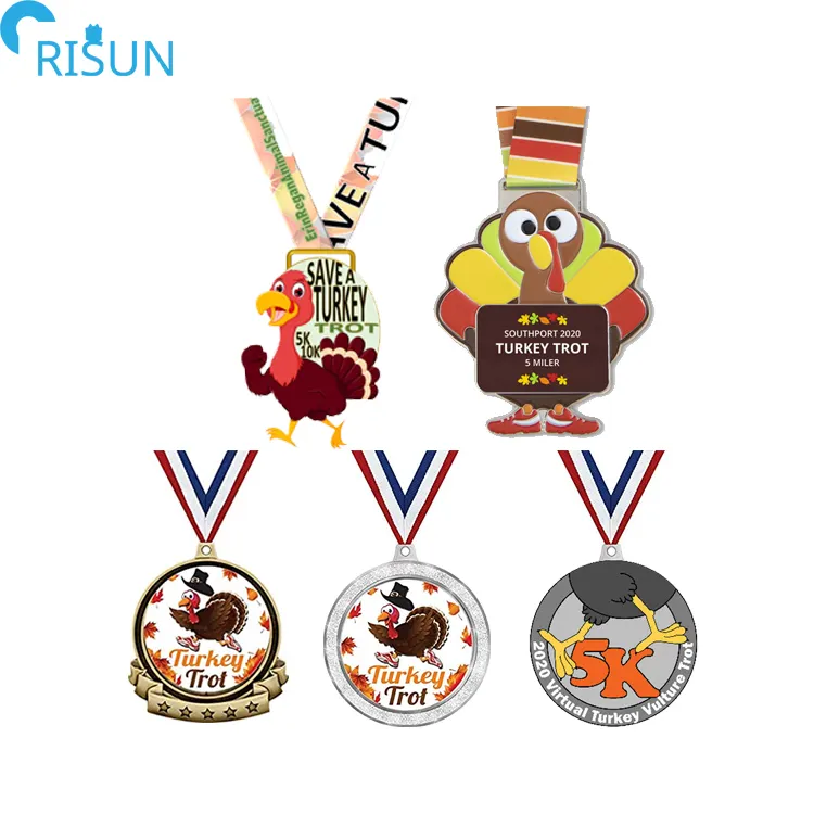 En gros Pas Cher 5K Calebasse Turquie Trot Médaille En Purée De Pommes De Terre Miler Médailles Personnalisé 3D Moulé Sous Pression Thanksgiving de Course Médaille Souvenir