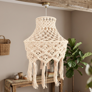 Handmade Macrame Wall <b>Hanging</b> <b>White</b> Knotted Cotton Decorative Tassel Panel Boho Home Decor Abstract & Geometric Pattern Washable - Product Image 3