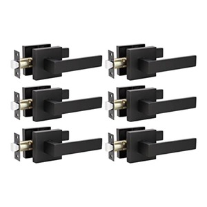 Ensemble <span class=keywords><strong>de</strong></span> 6 poignées <span class=keywords><strong>de</strong></span> <span class=keywords><strong>porte</strong></span> noires mates avec 18 charnières en alliage <span class=keywords><strong>de</strong></span> zinc, quincaillerie <span class=keywords><strong>de</strong></span> levier robuste pour chambre et salle <span class=keywords><strong>de</strong></span> bain - Product Image 4