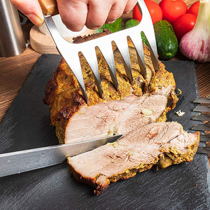 Fourchettes à viande en acier inoxydable, ustensile de cuisine <span class=keywords><strong>Easylife</strong></span> en métal pour broyer la viande avec manche en bois - Product Image 4