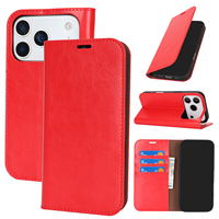 Étui portefeuille minimaliste en cuir véritable Crazy Horse avec porte-cartes, coque texturée vintage pour iPhone 17 15 14 13 Pro Max