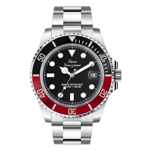 Reloj mecánico Amalfi negro y plateado con correa de acero inoxidable y pantalla analógica unisex - Product Image 2