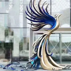 Factory New Design Garden Villa Large Decorative Decoration Metal Animal Stainless Steel Peacock Statue