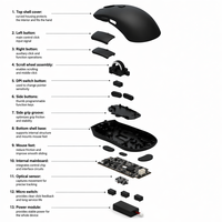 Ratón Inalámbrico para Juegos Tri-Modo Recargable con Sensor Láser PAW3395, Retroiluminación LED, 6 Botones, Ergonómico, Programable, para Ambas Manos, para PC