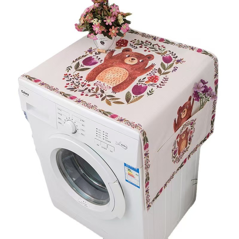 Non-slip Flowers Floral Washing Machine Top Mat Washer Top Protector for Laundry Kitchen Home