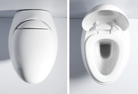 WC suspendu monobloc blanc à chasse directe, style moderne, en céramique, avec siphon en P, à fermeture lente, idéal pour salle de bain et hôtel - Vente chaude