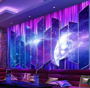 Mural de pared de mosaico de música de ala papel tapiz de espacio extendido tela de revestimiento de paredes 3D para KTV y club nocturno - Product Image 3