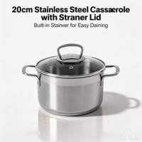 Ensemble de casseroles en acier inoxydable de qualité supérieure, couvercles en verre, base épaisse et robuste, compatible induction, gaz, lave-vaisselle et four, écologique