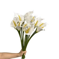 Fleurs artificielles en soie blanche de haute qualité en vrac pour hôtel, centre commercial, toucher réel, calla avec manches pour la décoration du salon