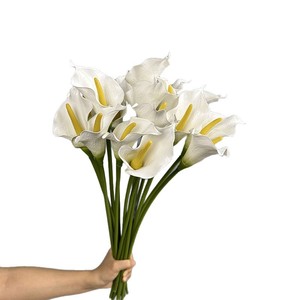 Fleurs artificielles en soie blanche de haute qualité en vrac pour hôtel, centre commercial, toucher réel, calla avec manches pour la décoration du salon - Product Image 5