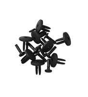 Clips de fixation noirs en plastique à poussoir pour garnitures de carrosserie automobile, tête de 17 mm, tige de 8,5 mm, pointe de 15 mm, tige de 6,5 mm, clips rivets pour panneaux de véhicule