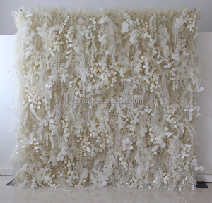 Décoration de mariage 3D 5D, panneau mural <span class=keywords><strong>en</strong></span> feuilles d'eucalyptus artificielles, effet de brouillard, de givre et de feuilles, toile de fond murale, herbe de la pampa artificielle blanche - Product Image 1