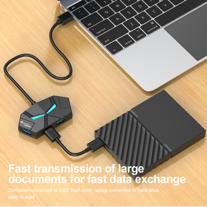 Estación de acoplamiento USB 3,0 de 7 puertos/adaptador divisor USB, transmisión de alta velocidad de 5Gbps, fuente de alimentación PD para ordenador portátil - Product Image 3