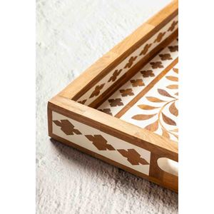 Bandeja de alimentos con forma de rectángulo con incrustaciones de hueso, decoración de centro de mesa, plato de frutas para sala de estar y decoración del hogar, superventas - Product Image 4