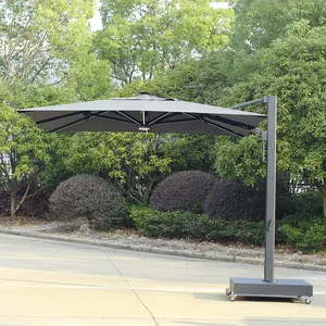 โมเดิร์นลานกันน้ําสวนบังแดด LED อลูมิเนียม Cantilever ร่ม Parasol ร่มกลางแจ้ง