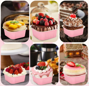 Square 300ml Disposable Aluminum Foil Loaf Cake Baking <strong>Pans</strong> Dessert Cup Aluminum Foil Mini Cake <strong>Pans</strong> <strong>with</strong> <strong>Lids</strong> - Product Image 5
