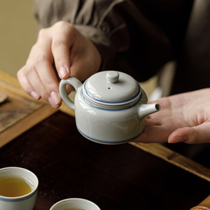 Guanlan Ice-glazed Double-line Teapot Porcelain Cylinder With Lid Kung Fu <b>Tea</b> <b>Set</b> - Product Image 1
