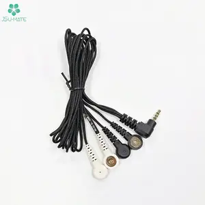 OEM ODM 3.5mm Audio Jack To Magnetic 3.5mm Female 4 Snap Button Cable 4-way Electrode Pads Tens Unit Lead Wires Cables