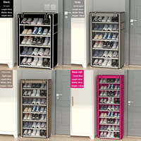 Meuble à chaussures personnalisé en tissu non tissé, multi-niveaux, anti-poussière, portable et multifonctionnel