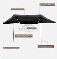 Toldo de 180 Grados con Doble Poste, LED Blanco, Amarillo y Ámbar, 3 Colores, Control por Cable, Impermeable, Parasol Lateral para Vehículo