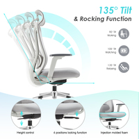 Chaises de bureau pivotantes haut de gamme avec support lombaire réglable, dossier haut, confortable, ergonomique, en maille