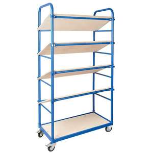 Schrägboden-Regalwagen Mit 5 Ebenen, BxTxH 1050x500x1880 Mm, 2 Lenk- (MIT Feststellbremse) EE. UU. 2 Bockrollen, Bestückt Mit 10 Euro - Product Image 3