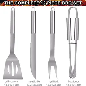 12pcs Stainless Steel Bbq Grill Tools <strong>Set</strong> <strong>Barbeque</strong> Grilling Accessories Outdoor Gril Tools <strong>Set</strong> Bbq Utensil <strong>Set</strong> - Product Image 3