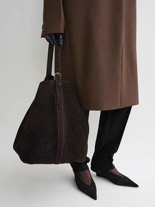 Retro Phong Cách Của Phụ Nữ Da Lộn Buffed Da Bò Xô Túi Da Chính Hãng Công Suất Lớn Giản Dị Vai Túi - Product Image 4